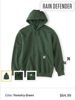 Carhartt rain defender hoodie Forestry Green Hooded Pullover Sweatshirt Cape May